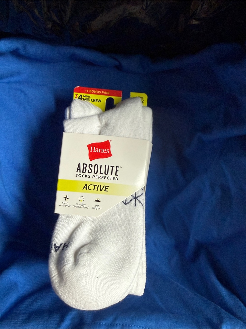 Hanes Absolute Active White Men's Crew Socks - 3 Pack (Plus Bonus Pair)